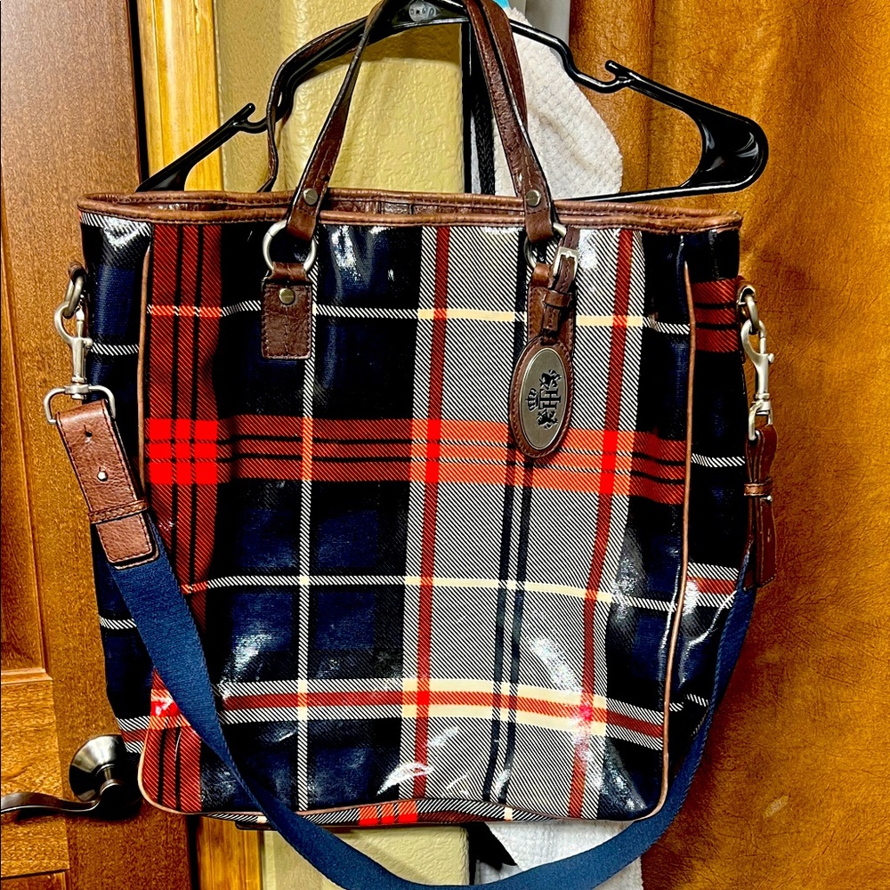 Tommy Hilfiger Red and Black Plaid Tote
